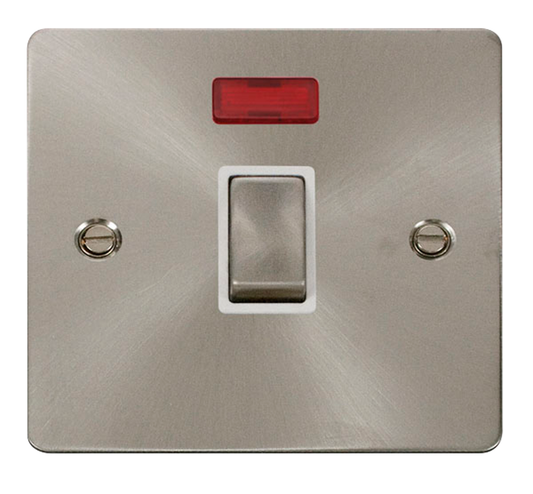 Click Define Brushed Stainless 1G 20A DP Switch & Neon White Insert