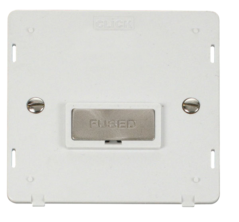 Click Definity Screwless Brushed Stainless 1G 13A Unswitched Fused Connection Unit White Insert