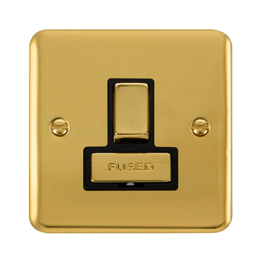 Click Deco Plus Polished Brass 1G 13A Switched Fused Connection Unit Black Insert