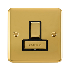 Click Deco Plus Polished Brass 1G 13A Switched Fused Connection Unit Black Insert