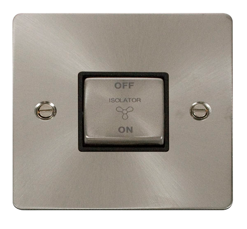 Click Define Brushed Stainless 1G Fan Isolator Switch Black Insert