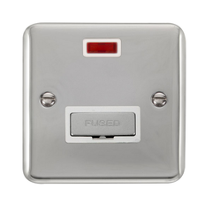 Click Deco Plus Polished Chrome 1G 13A Unswitched Fused Connection Unit & Neon White Insert
