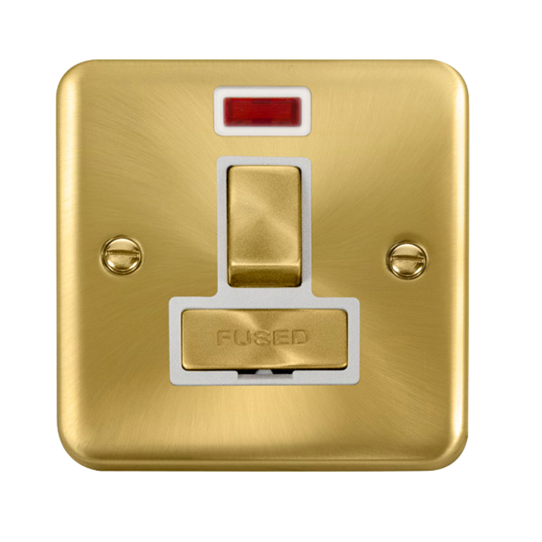 Click Deco Plus Satin Brass 1G 13A Switched Fused Connection Unit & Neon White Insert