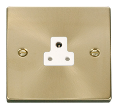 Click Deco Satin Brass 1G 2A Round Pin Single Socket White Insert