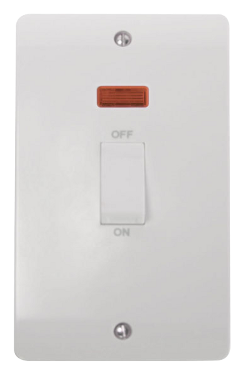 Click Mode White 2G 45A DP Vertical Switch & Neon