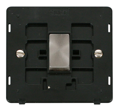 Click Definity Screwless Brushed Stainless 1G 2W Single Light Switch Black Insert