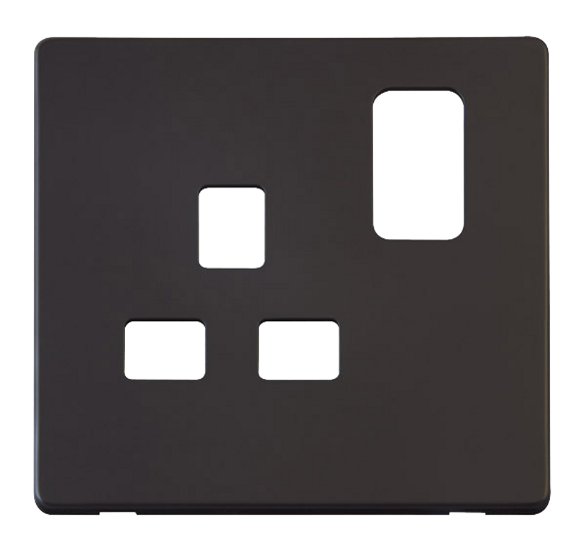 Click Definity Screwless Black 1G 13A Single Switched Socket Black Insert