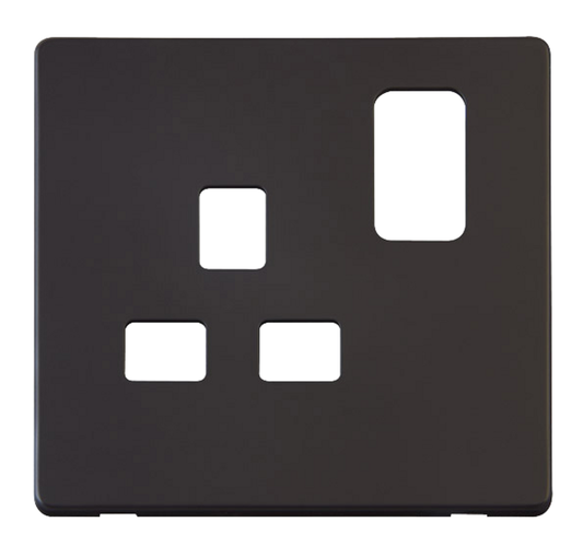 Click Definity Screwless Black 1G 13A Single Switched Socket Black Insert