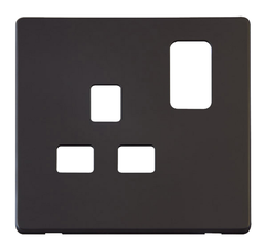 Click Definity Screwless Black 1G 13A Single Switched Socket Black Insert