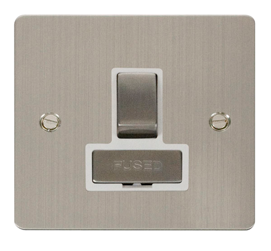 Click Define Stainless Steel 1G 13A Switched Fused Connection Unit White Insert