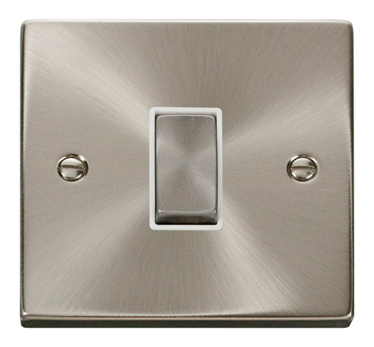 Click Deco Satin Chrome 1G 2W Single Light Switch White Insert