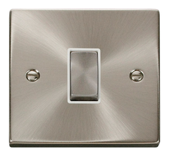 Click Deco Satin Chrome 1G 2W Single Light Switch White Insert