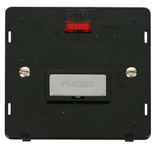 Click Definity Screwless Polished Chrome 1G 13A Unswitched Fused Connection Unit & Neon Black Insert