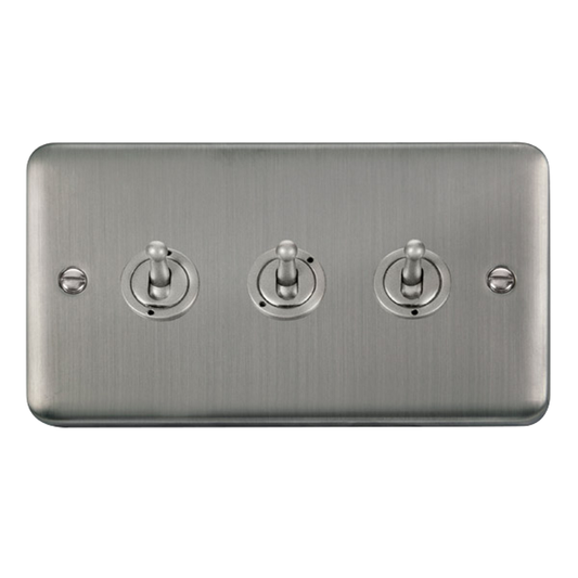 Click Deco Plus Stainless Steel 3G 2W Triple Dolly Light Switch