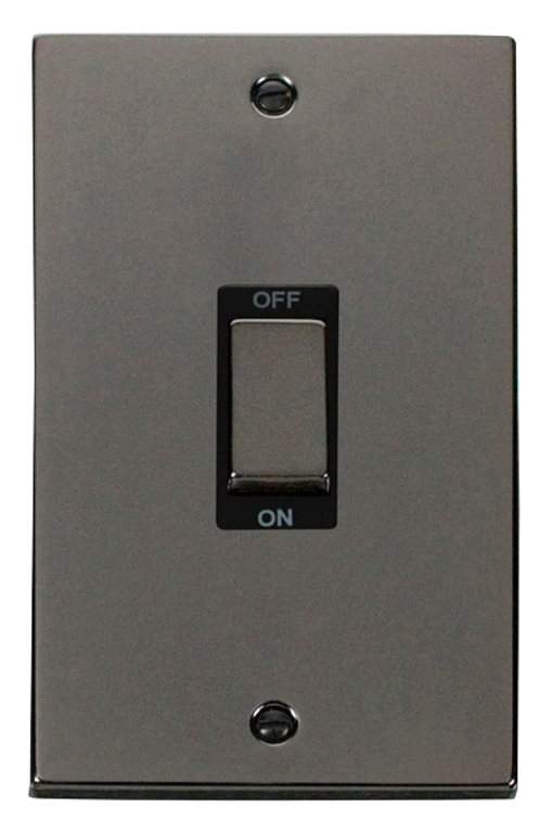 Click Deco Black Nickel 2G 45A DP Vertical Switch Black Insert