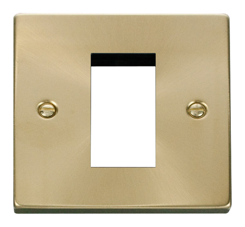Click Deco Satin Brass 1G 1 Module Euro Media Plate