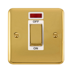 Click Deco Plus Polished Brass 1G 45A DP Switch & Neon White Insert