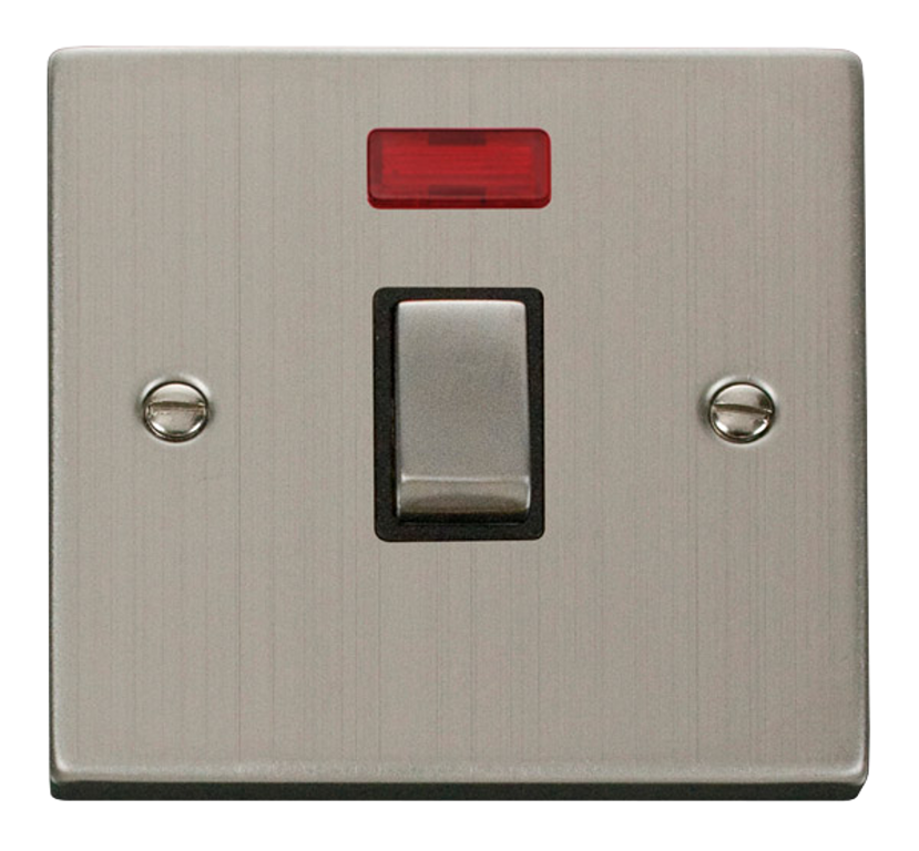 Click Deco Stainless Steel 1G 20A DP Switch & Neon Black Insert