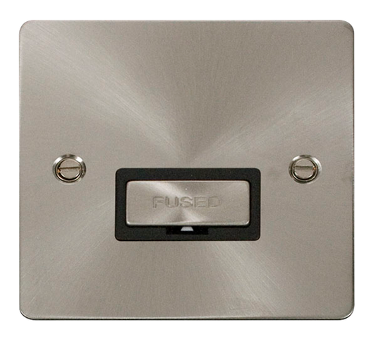 Click Define Brushed Stainless 1G 13A Unswitched Fused Connection Unit Black Insert