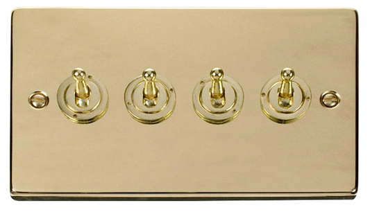 Click Deco Polished Brass 4G 2W Quadruple Dolly Light Switch