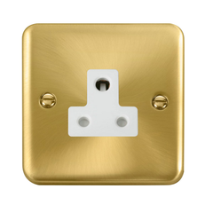 Click Deco Plus Satin Brass 1G 5A Round Pin Single Socket White Insert