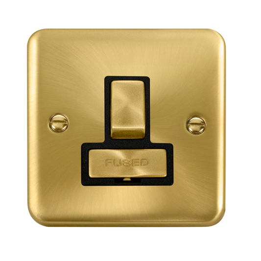 Click Deco Plus Satin Brass 1G 13A Switched Fused Connection Unit Black Insert