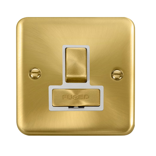 Click Deco Plus Satin Brass 1G 13A Switched Fused Connection Unit White Insert