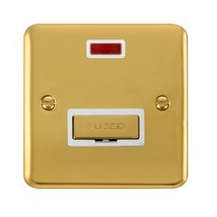 Click Deco Plus Polished Brass 1G 13A Unswitched Fused Connection Unit & Neon White Insert