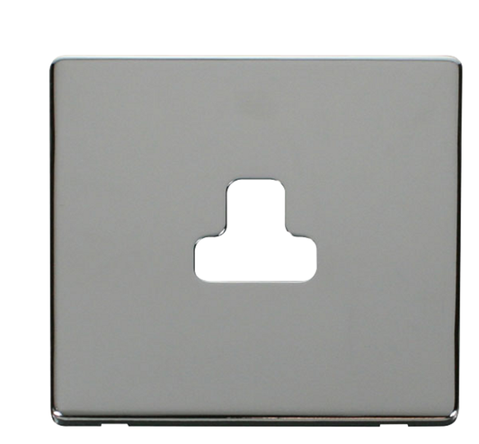 Click Definity Screwless Polished Chrome 1G 2A Round Pin Single Socket Black Insert