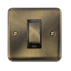 Click Deco Plus Antique Brass 1G 45A DP Switch Black Insert