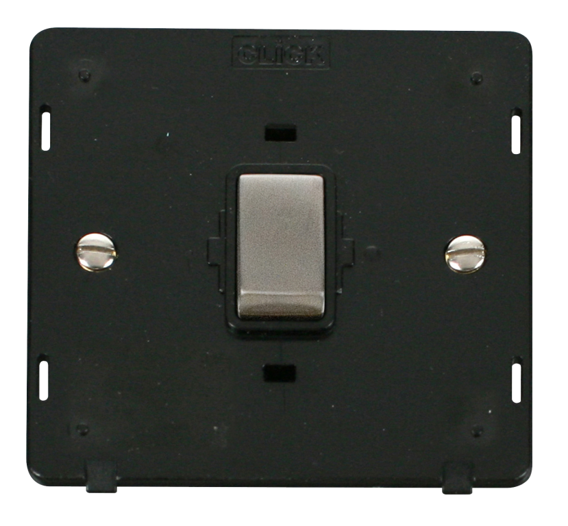 Click Definity Screwless Stainless Steel 1G 20A DP Switch Black Insert