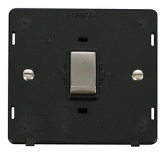 Click Definity Screwless Stainless Steel 1G 20A DP Switch Black Insert