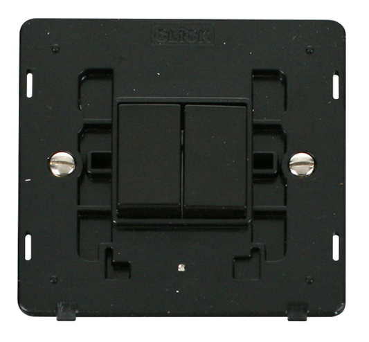 Click Definity Screwless Black 2G 2W Double Light Switch Black Insert