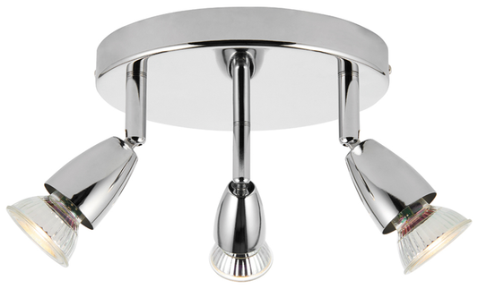 Saxby Lighting Amalfi Polished Chrome Triple 3 Light Circular Plate GU10 Spotlight