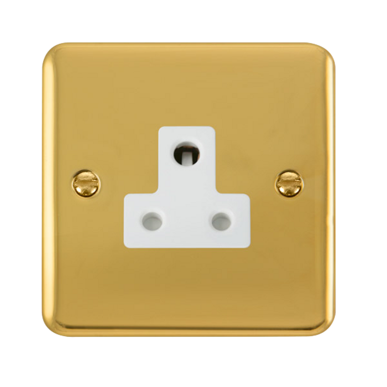 Click Deco Plus Polished Brass 1G 5A Round Pin Single Socket White Insert