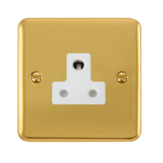 Click Deco Plus Polished Brass 1G 5A Round Pin Single Socket White Insert