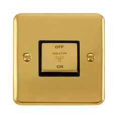 Click Deco Plus Polished Brass 1G Fan Isolator Switch Black Insert