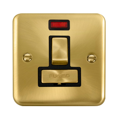 Click Deco Plus Satin Brass 1G 13A Switched Fused Connection Unit & Neon Black Insert