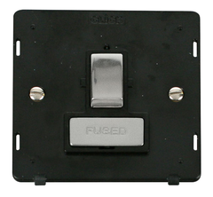 Click Definity Screwless Polished Chrome 1G 13A Switched Fused Connection Unit Black Insert