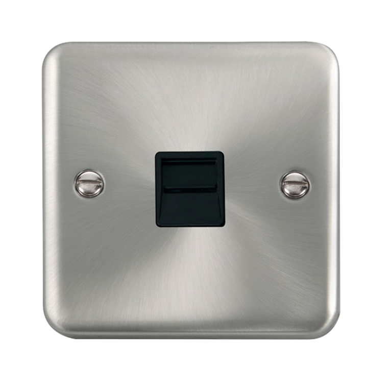 Click Deco Plus Satin Chrome 1G Single BT/Telephone Master Outlet Black Insert
