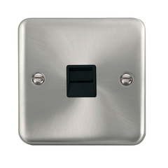 Click Deco Plus Satin Chrome 1G Single BT/Telephone Master Outlet Black Insert