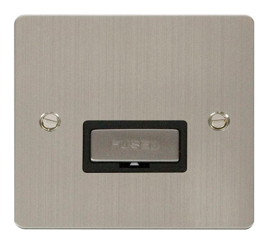 Click Define Stainless Steel 1G 13A Unswitched Fused Connection Unit Black Insert