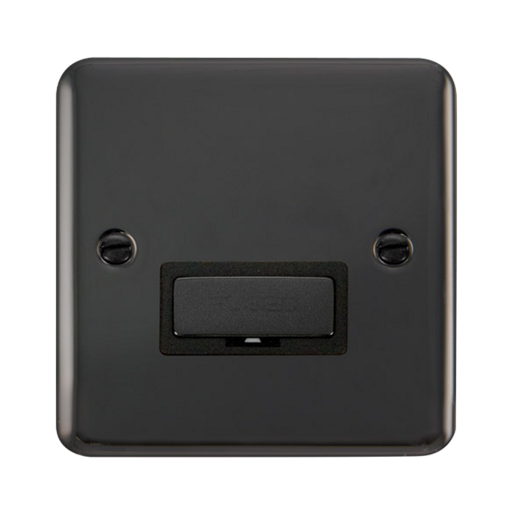 Click Deco Plus Black Nickel 1G 13A Unswitched Fused Connection Unit Black Insert
