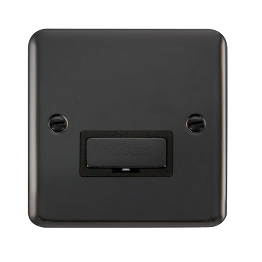Click Deco Plus Black Nickel 1G 13A Unswitched Fused Connection Unit Black Insert