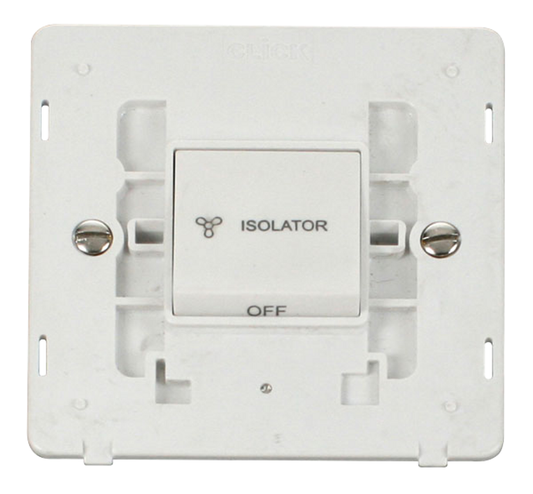 Click Definity Screwless Polar White 1G Fan Isolator Switch White Insert