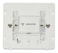 Click Definity Screwless Polar White 1G Fan Isolator Switch White Insert