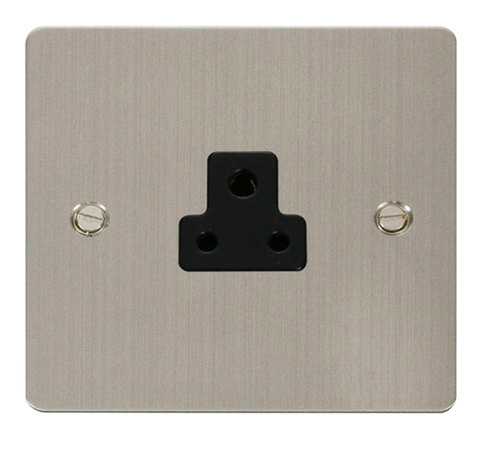 Click Define Stainless Steel 1G 2A Round Pin Single Socket Black Insert