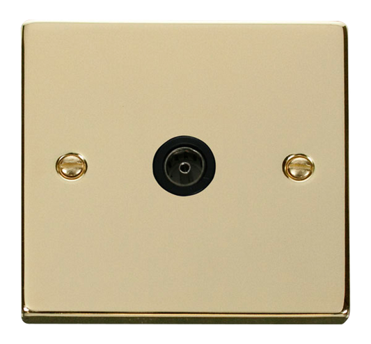 Click Deco Polished Brass 1G TV Coaxial Outlet Black Insert