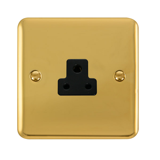 Click Deco Plus Polished Brass 1G 2A Round Pin Single Socket Black Insert