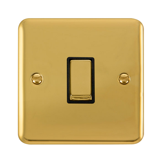 Click Deco Plus Polished Brass 1G 2W Single Light Switch Black Insert